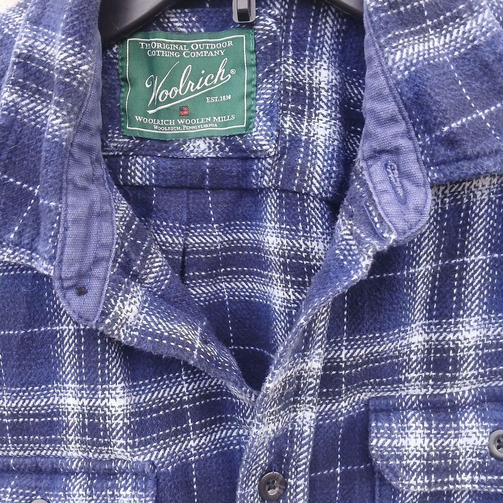 Woolrich Flannel Men's Shirt XL Wool Shacket Plaid Workwear Outdoor Barn - Picture 8 of 11